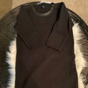 Madewell Leather Trim Black Shift Dress /